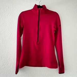 NIKE PRO‎ DRI-FIT ACTIVEWEAR TOP PULLOVER HOT PINK SIZE M HALF ZIP LONG SLEEVE